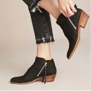 Sam Edelman Packer Bootie With Zipper Black Nubuck Leather 9M
